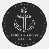 Nautische zwart anker trouwdatum Stickers (Voorkant)