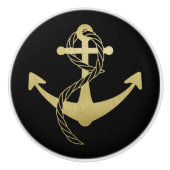 Nautische zwart en goud zeilboot zeiljacht keramische knop (Voorkant)