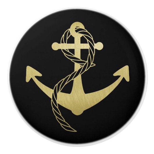 Nautische zwart en goud zeilboot zeiljacht keramische knop (Voorkant)