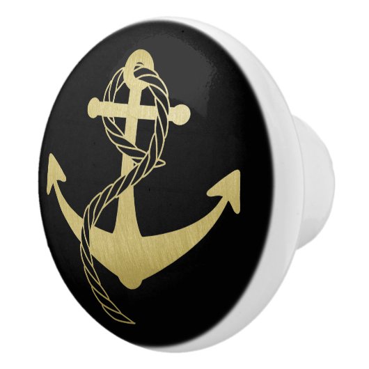 Nautische zwart en goud zeilboot zeiljacht keramische knop (Rechts)