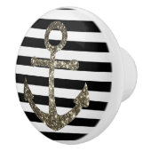 Nautische zwart-witte ankerlade keramische knop (Rechts)