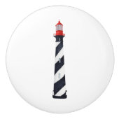 Nautische zwart-witte vuurtoren keramische knop (Voorkant)