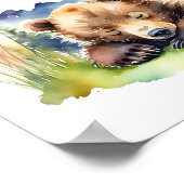 Nauw wachten beer baby shower tafel teken poster (Hoek)