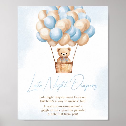 Nauw wachten Blauwe Hete Luchtballon Late Night Lu Poster (Voorkant)