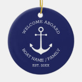 Nauwe Anchor navy blue custom Welkomstbord Keramisch Ornament (Voorkant)