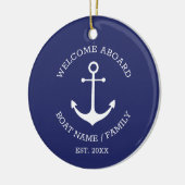 Nauwe Anchor navy blue custom Welkomstbord Keramisch Ornament (Links)