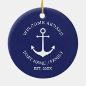 Nauwe Anchor navy blue custom Welkomstbord Keramisch Ornament (Achterkant)