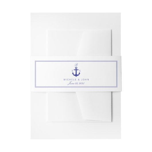 Nauwe Anker Elegant Clean Monogram Belly Banden Uitnodigingen Wikkel (Voorkant Voorbeeld)