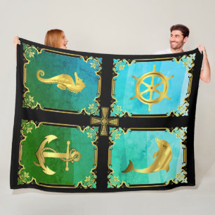 Nauwe ankerplaats/zeilboot wiel/zeepaard/dolfijn+ fleece deken