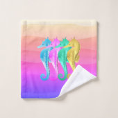 Nauwe aqua/roze/blauw/goudzeepaardkeuken bad handdoek (Wasdoekje)