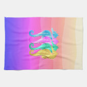 Nauwe aqua/roze/blauw/goudzeepaardkeuken theedoek (Horizontaal)