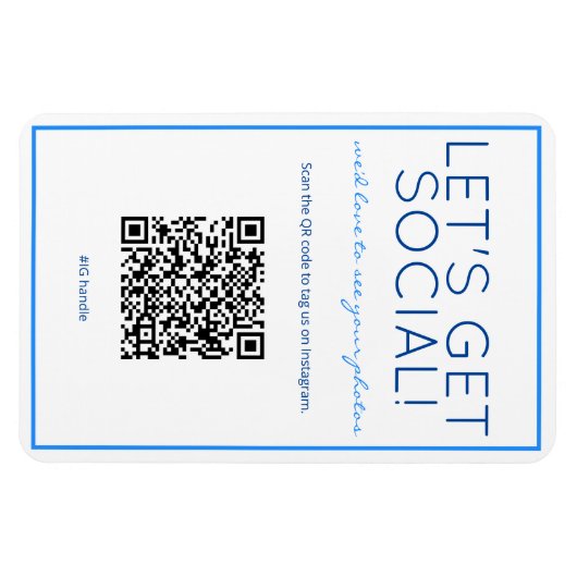 Nauwe Beach Blue QR Code Social Media Magnet Magneet (Horizontaal)