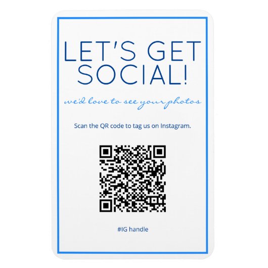 Nauwe Beach Blue QR Code Social Media Magnet Magneet (Verticaal)