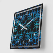 Nauwe blauw-ankermotif-vierkante wandklok (Hoek)