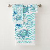 Nauwe Blauwgroen Blue Manta Ray Wave Bath-handdoek Bad Handdoek (Insitu)
