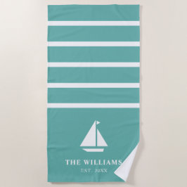 Nauwe Blauwgroen kraan toevoegen Naam tekst Strandlaken