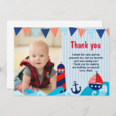 Nauwe dank je wel jongen Birthday Red Blue Bedankkaart (Voorkant / Achterkant)