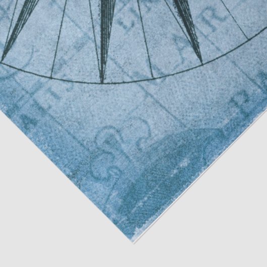 Nauwe Kaart Zeilboot Compass Decoupage Blue Tissuepapier (Detail)