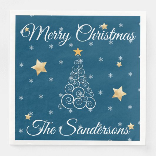 Nauwe kerstgolven blauw papier met blauw papier, d servet (Voorkant)