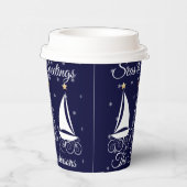 Nauwe kerstmarinesblauwe zeilboot papieren bekers (Rechts)