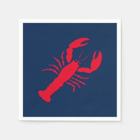 Nauwe kreeft rood wit blauw papier servet (Voorkant)