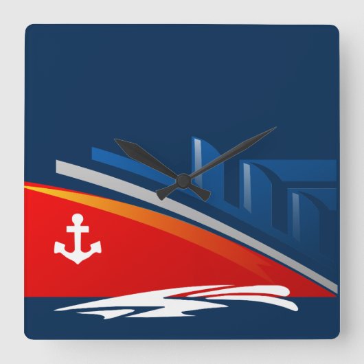 Nauwe Logo van de Anker Zee Ocean Ship Vierkante Klok (Voorkant)