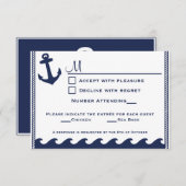 Nauwe marineblauw en witte rsvp 2 menukeuze (Voorkant / Achterkant)