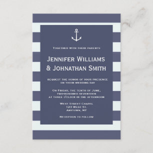 Nauwe moderne nautische trouwuitnodigingen kaart