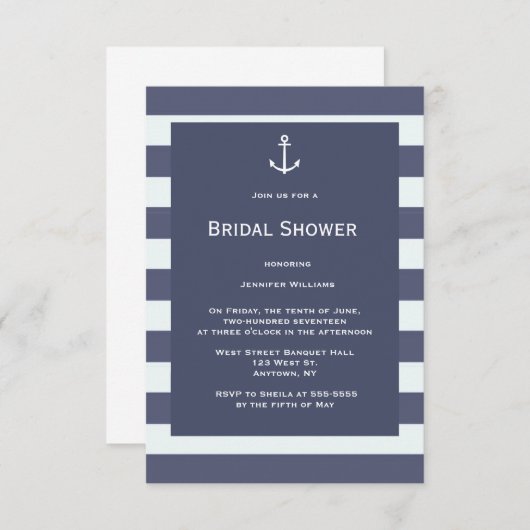 Nauwe moderne scheepvaartdoucheuitnodigingen kaart (Voorkant / Achterkant)