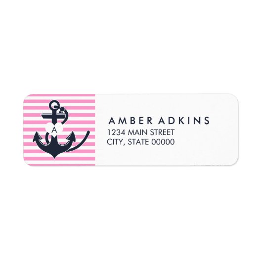 Nauwe monogram monogram retouradres label anker (Voorkant)