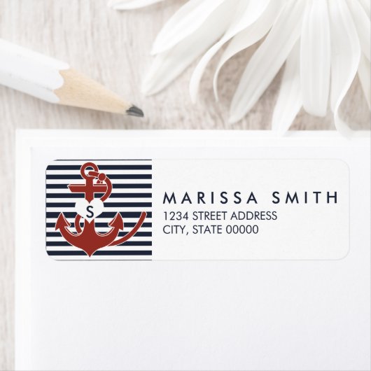 Nauwe monogram monogram retouradres label anker (Insitu)