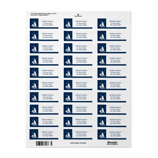 Nauwe Sailboat Return Address Label (Full Sheet)