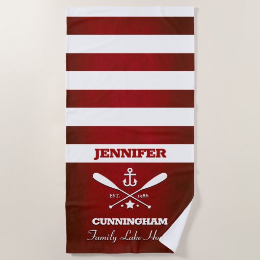 Nauwe Thema Red Striped Beach Towel Strandlaken (Voorkant)