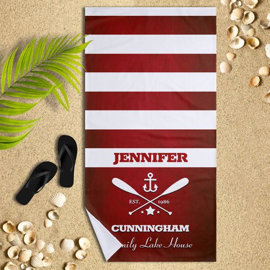 Nauwe Thema Red Striped Beach Towel Strandlaken