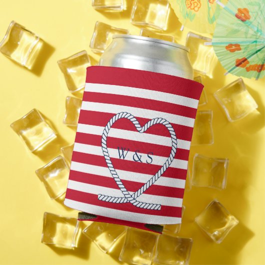 Nauwe warmtemonogram rode witte strepe paar blikjeskoeler (Insitu Zomer)