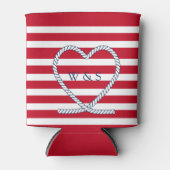 Nauwe warmtemonogram rode witte strepe paar blikjeskoeler (Voorkant)