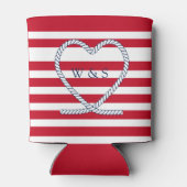 Nauwe warmtemonogram rode witte strepe paar blikjeskoeler (Achterkant)