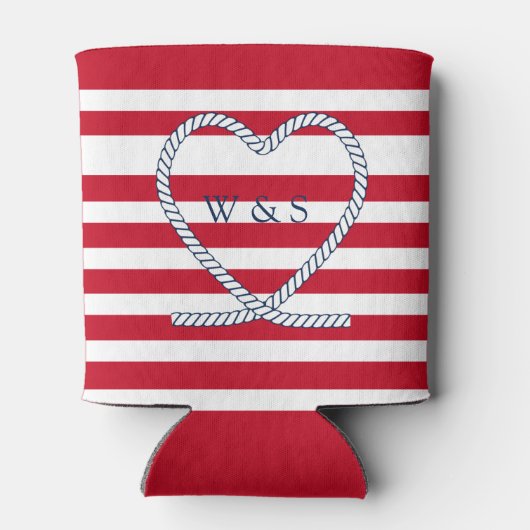 Nauwe warmtemonogram rode witte strepe paar blikjeskoeler (Achterkant)