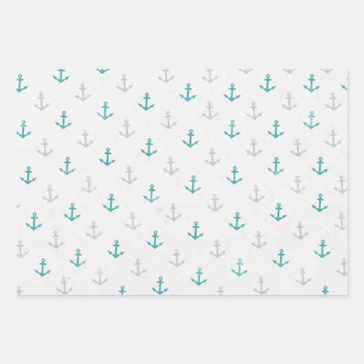 Nauwe Waterverf Stripe Anchors Mengsel n Match Inpakpapier Vel (Voorkant 3)