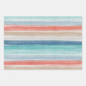 Nauwe Waterverf Stripe Anchors Mengsel n Match Inpakpapier Vel (Voorkant)