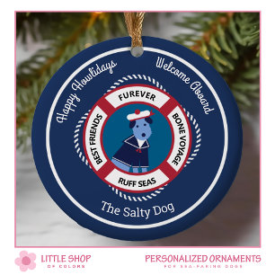 Nauwe welkome Aboard Life Preserver Sailor Dog Keramisch Ornament