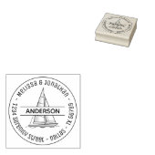 Nauwe Zeilboot Ronde Familie Adres Rubberstempel (Gestempeld)