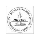 Nauwe Zeilboot Ronde Familie Adres Rubberstempel (Afrduk)
