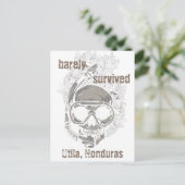 nauwelijks overleefd Utila Honduras Skull Dive Bri Briefkaart (Staand voorkant)