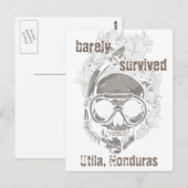 nauwelijks overleefd Utila Honduras Skull Dive Bri Briefkaart (Voorkant / Achterkant)