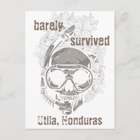 nauwelijks overleefd Utila Honduras Skull Dive Bri Briefkaart (Voorkant)