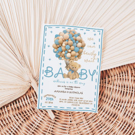 Nauwelijks Wachten Blauwe Beer Ballon baby shower Kaart