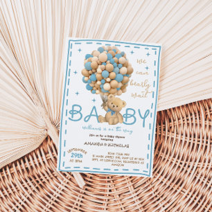 Nauwelijks Wachten Blauwe Beer Ballon baby shower Kaart
