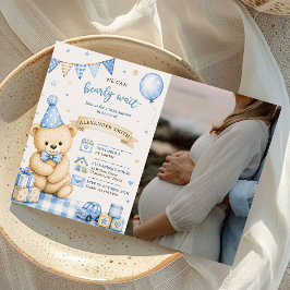 Nauwelijks Wachten Blauwe Teddibeer Baby Shower Fo Kaart