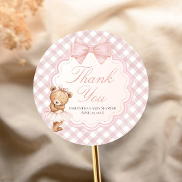 Nauwelijks wachten Elegante Beer Baby Shower Ronde Sticker